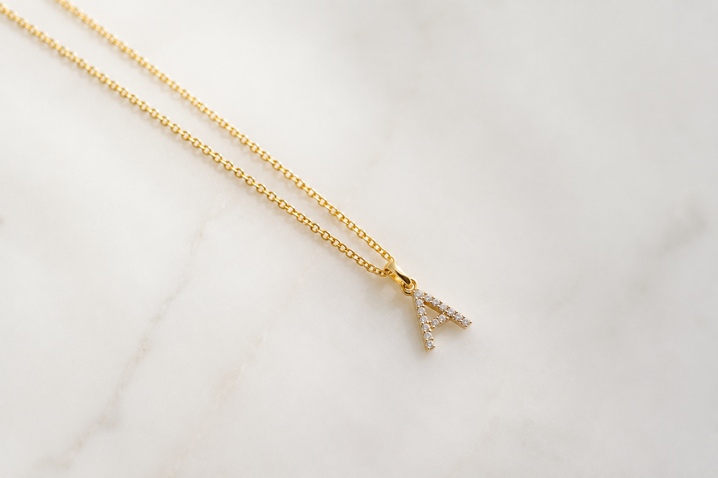 14k Solid Gold Diamond Letter Necklace