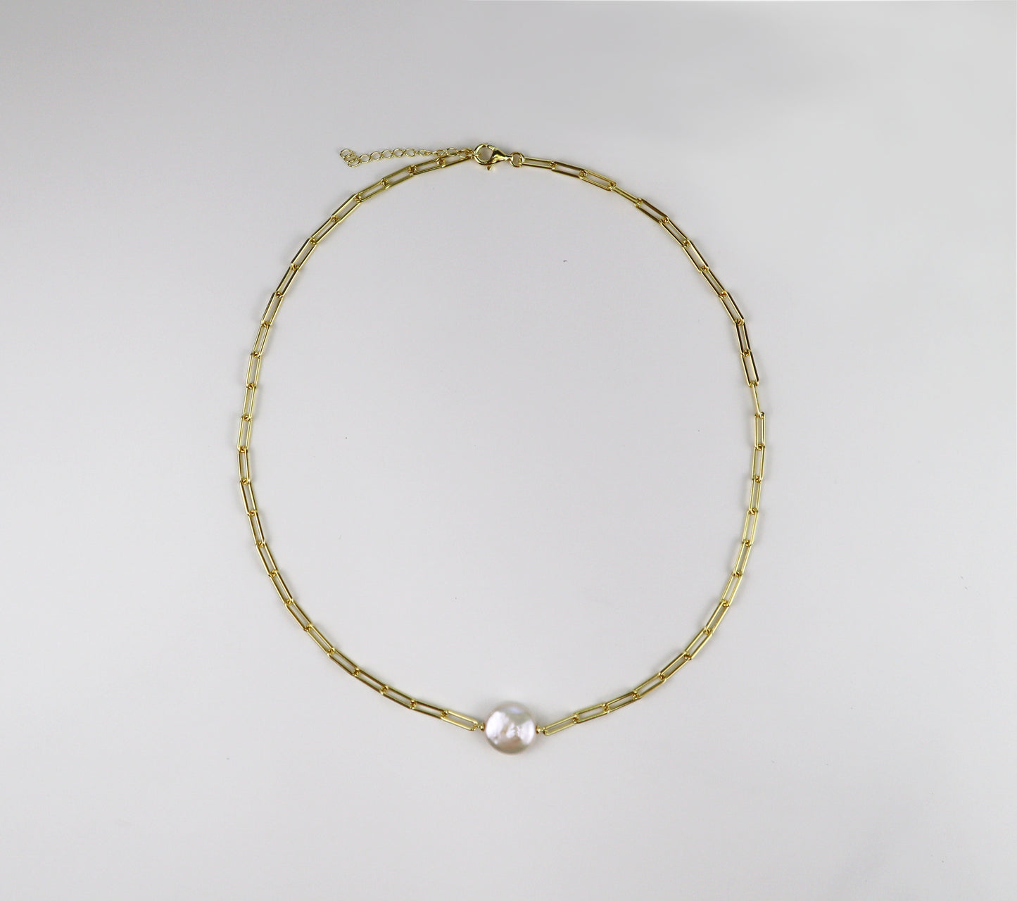 Paperclip and Freshwater Pearl Necklace