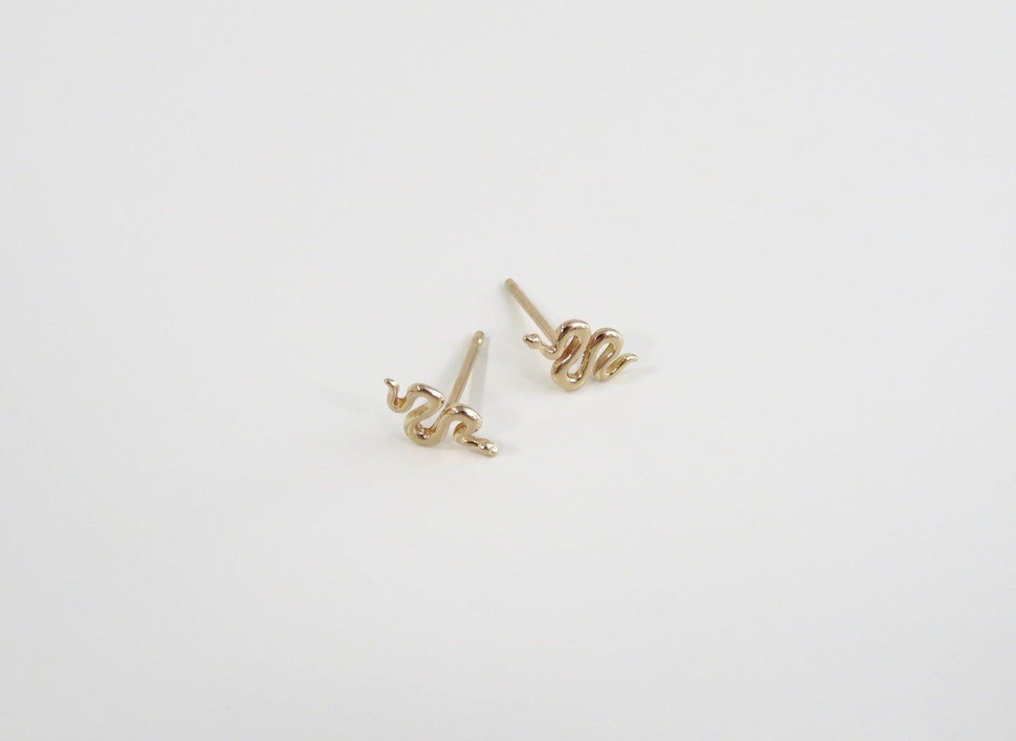 14k Yellow Gold Snake Studs