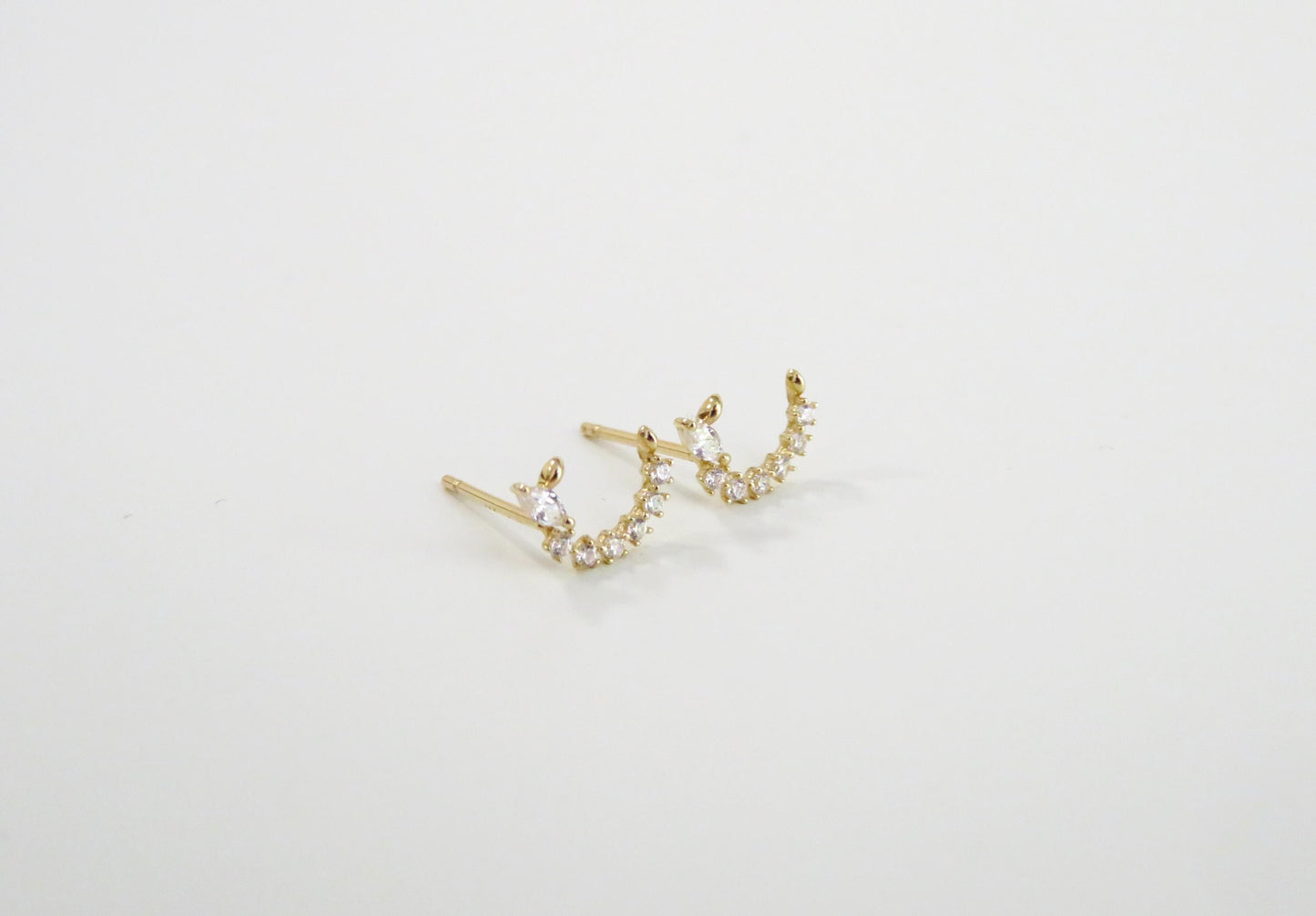 14k Yellow Gold - Crescent Studs