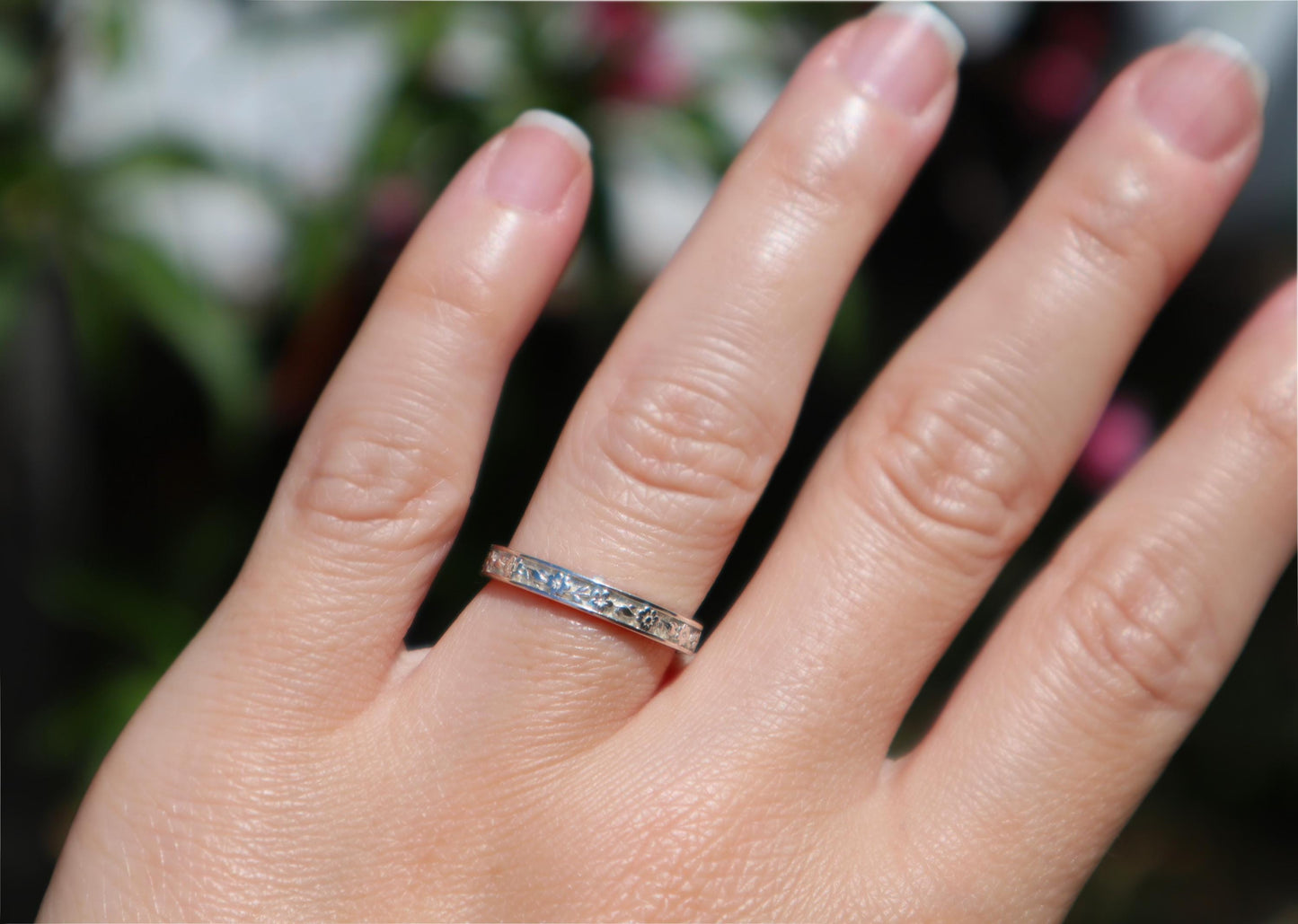Sterling Silver Floral Ring 3mm Garden Inspired