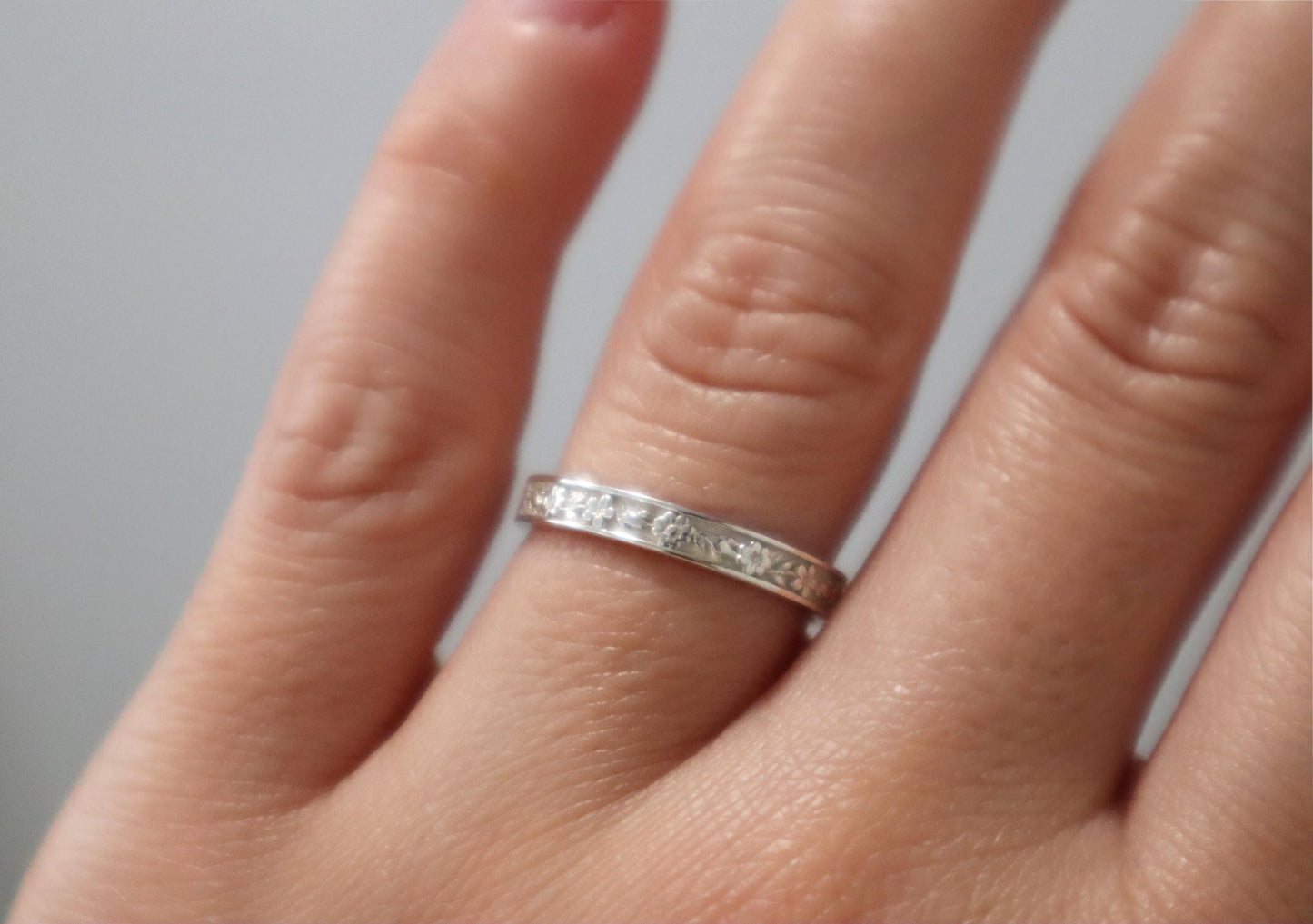 Sterling Silver Floral Ring 3mm Garden Inspired
