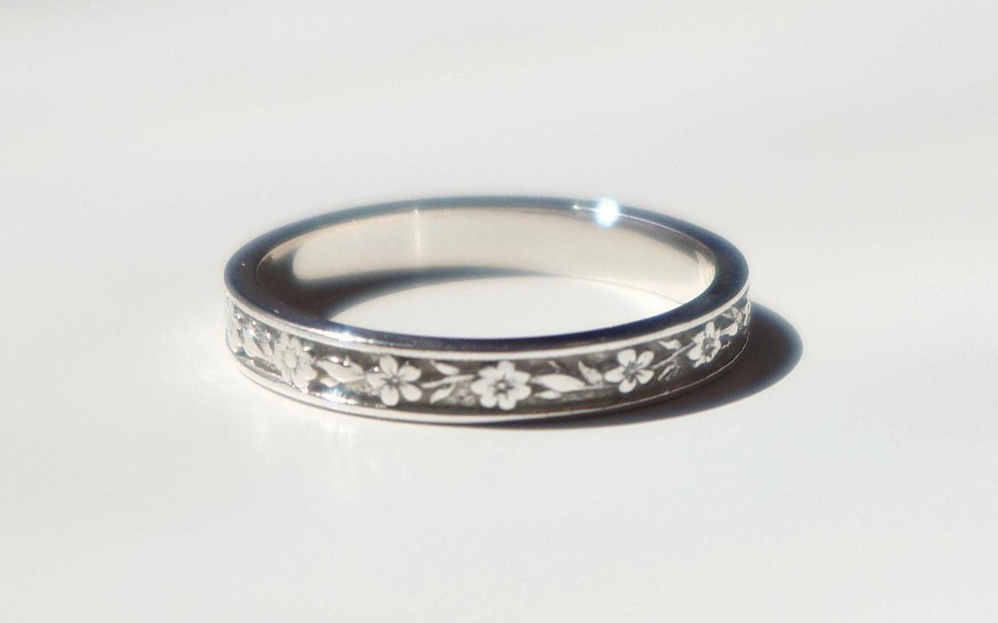 Sterling Silver Floral Ring 3mm Garden Inspired