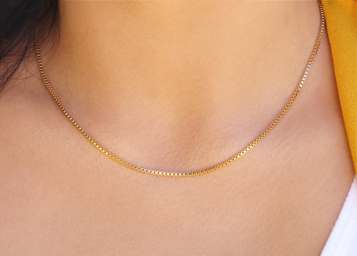 Dainty Gold Box Chain Necklace