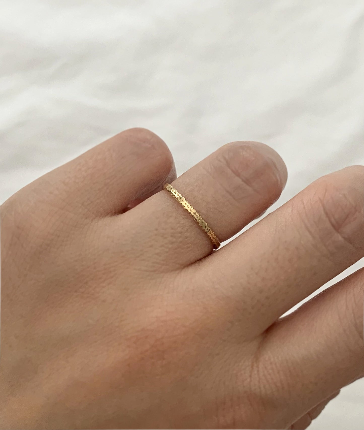 14k Gold Filled Thin Flat Sparkle Ring
