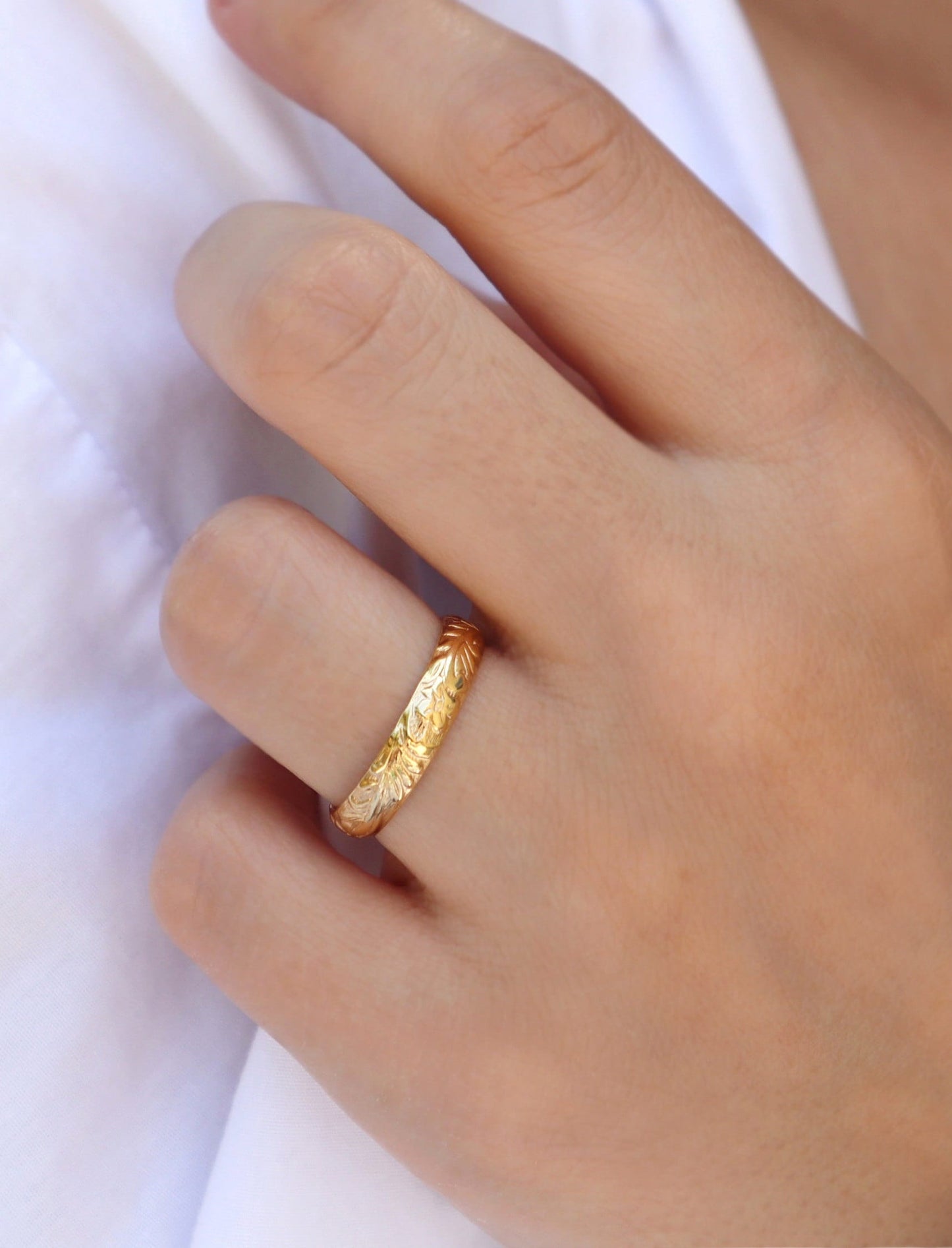Floral Band - 14k Gold Filled or Sterling Silver