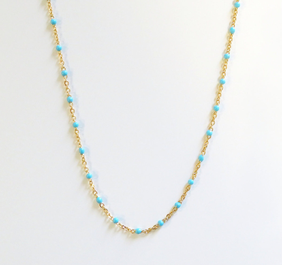 Dainty Turquoise Bead Chain Necklace