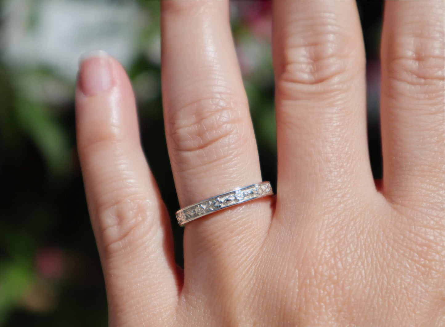 Sterling Silver Floral Ring 3mm Garden Inspired