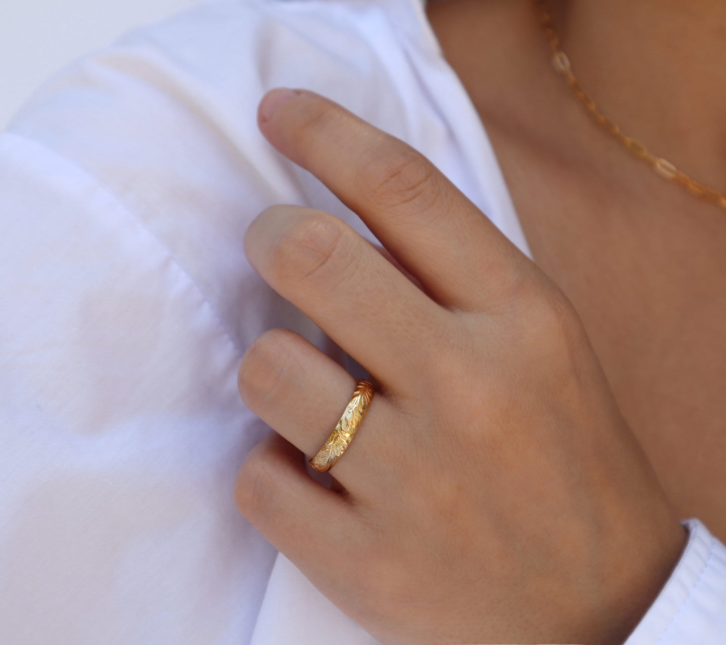 Floral Band - 14k Gold Filled or Sterling Silver