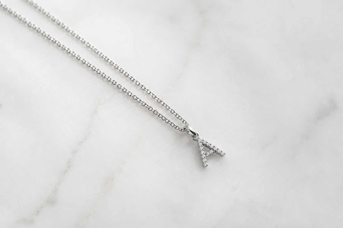14k Solid Gold Diamond Letter Necklace