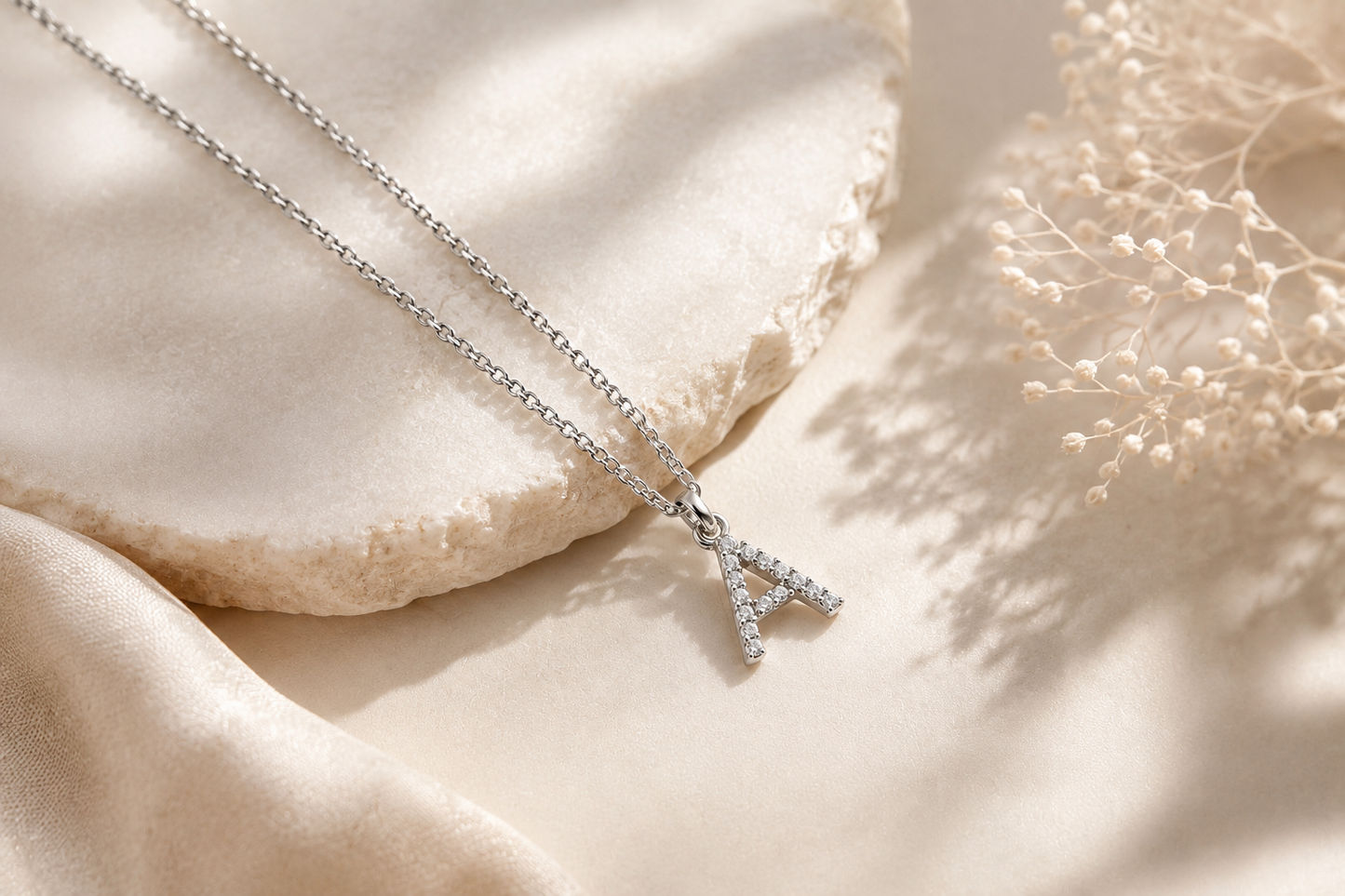 14k Solid Gold Diamond Letter Necklace