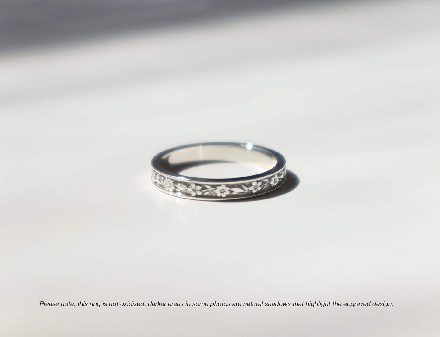 Sterling Silver Floral Ring 3mm Garden Inspired
