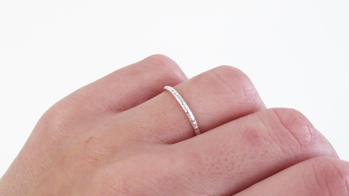 Sterling Silver Thin Pattern Stacker .925