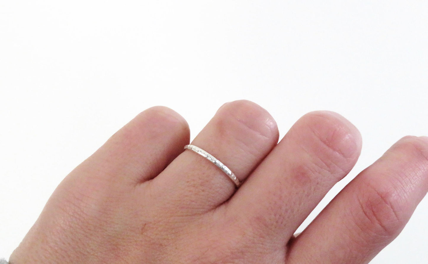 Sterling Silver Thin Pattern Stacker .925