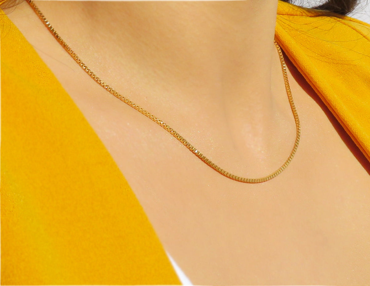 Dainty Gold Box Chain Necklace